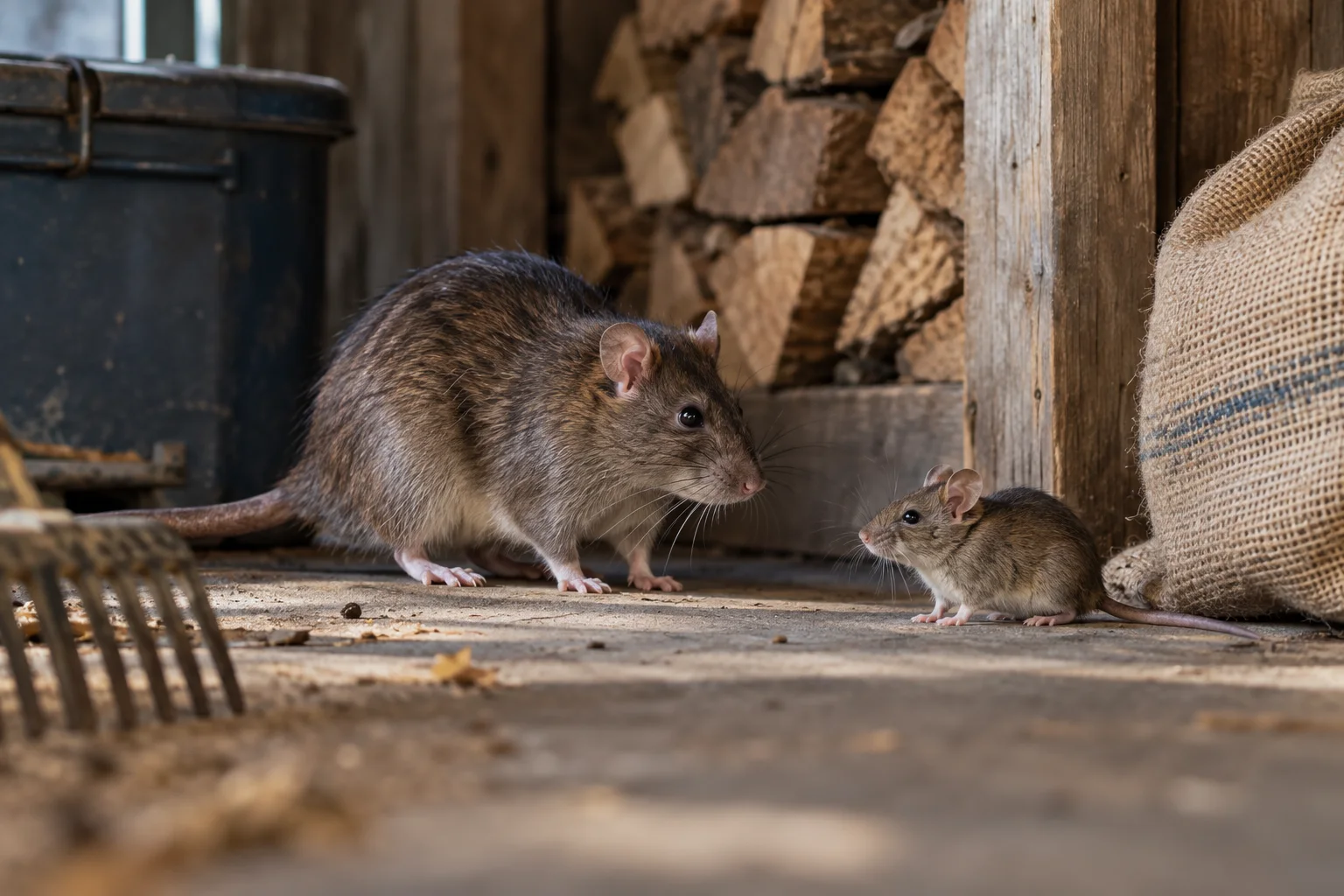 AI-generated illustration for Rat–Mouse Interactions in Buildings With Mixed Rodent Activity